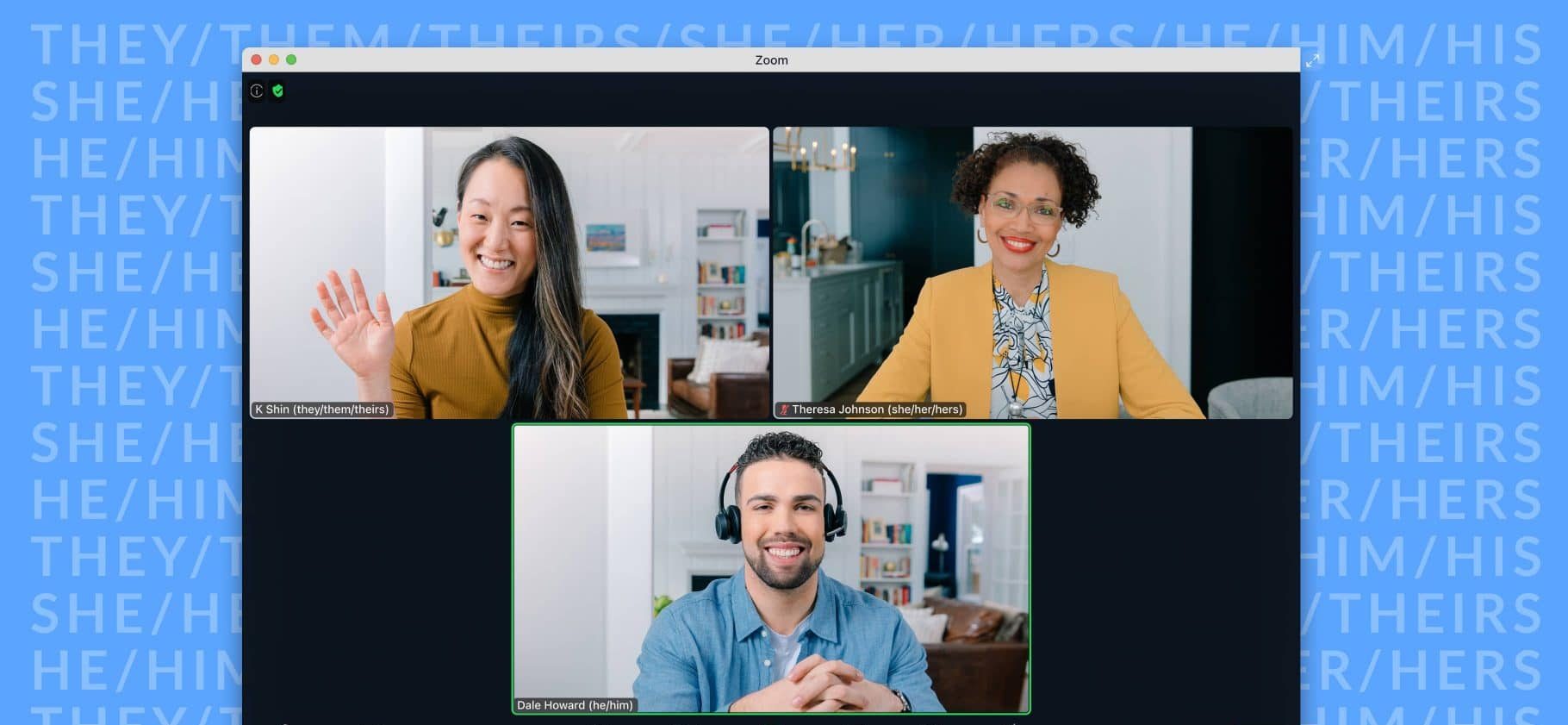 Opção de pronome disponível no Zoom