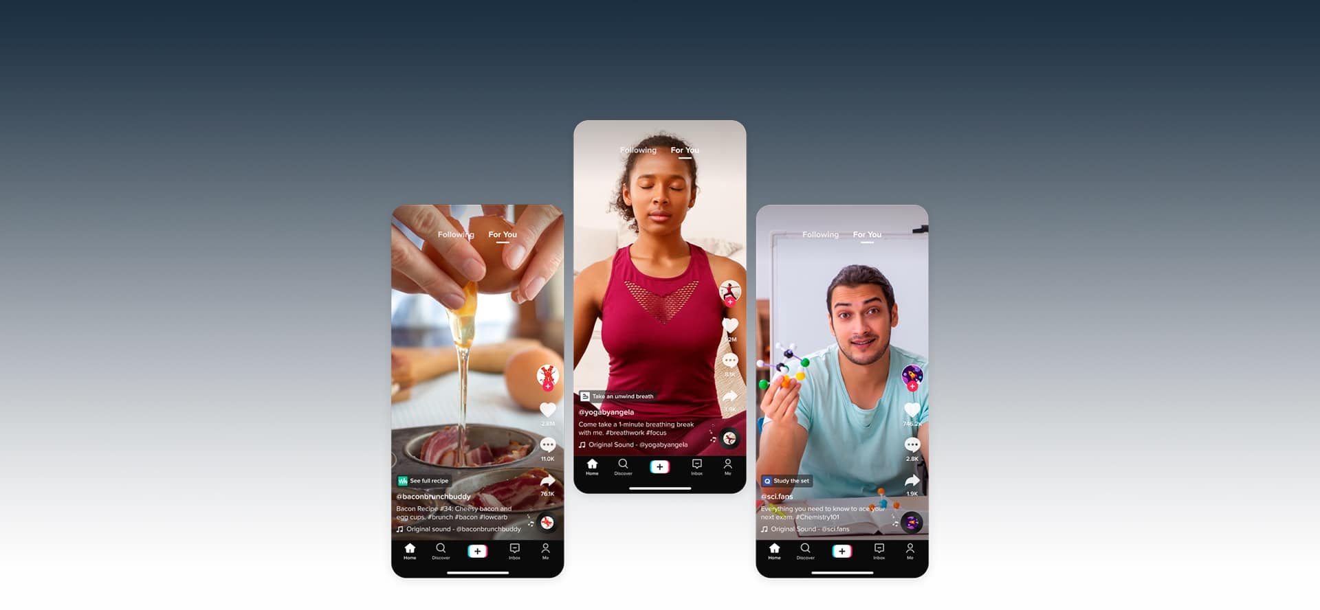 Montagem com exemplos do TiKTok Jump, recurso para integrar apps de terceiros