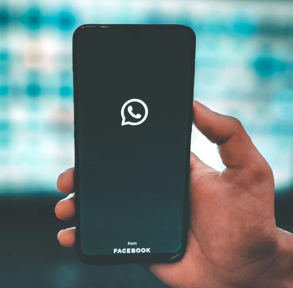 WhatsApp em telefone simboliza pagamento pelo app e cuidados para evitar golpes pelo celular