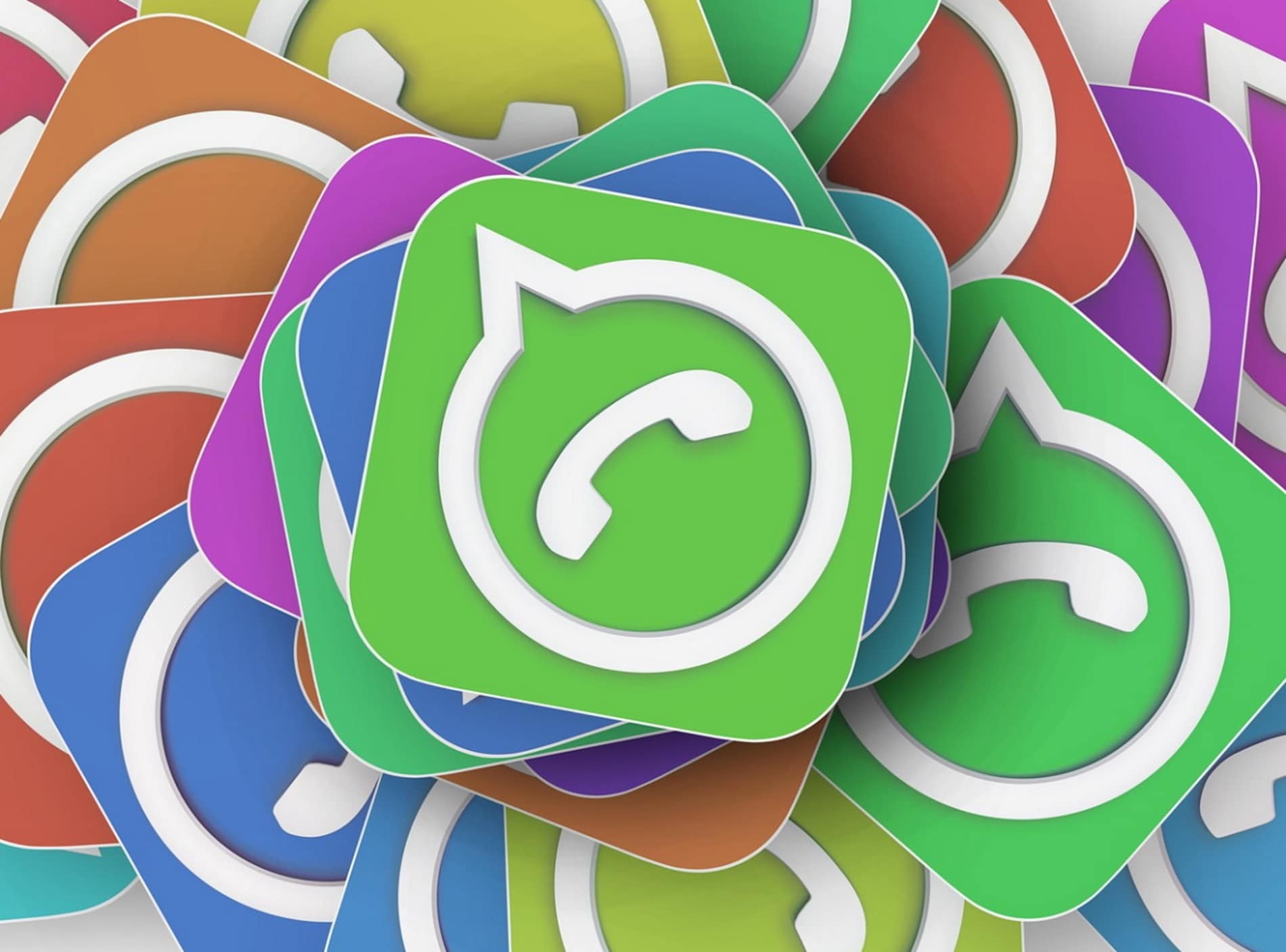 Imagem mostra vários ícones do WhatsApp, aplicativo que pode ser usado em duas contas diferentes no mesmo smartphone