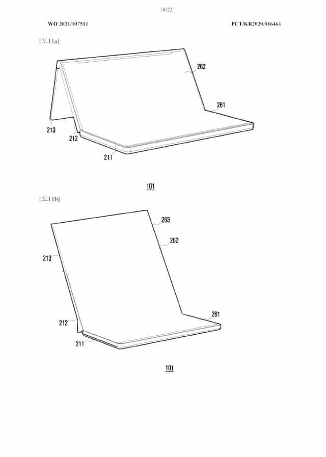 Imagem da patente do celular dobrável de tela tripla Samsung