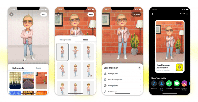 Bitmojis do Snapchat em 3D