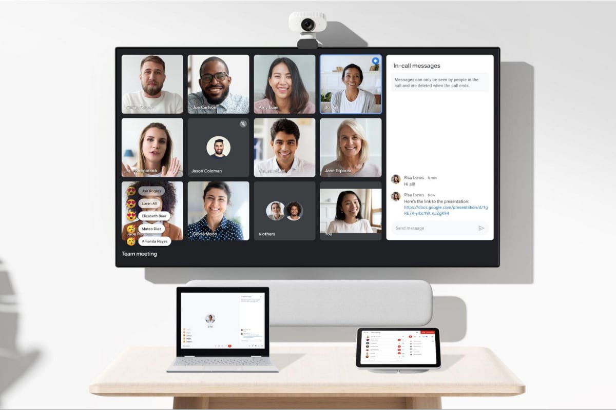 Imagem de uma chamada em grupo no Google Meet