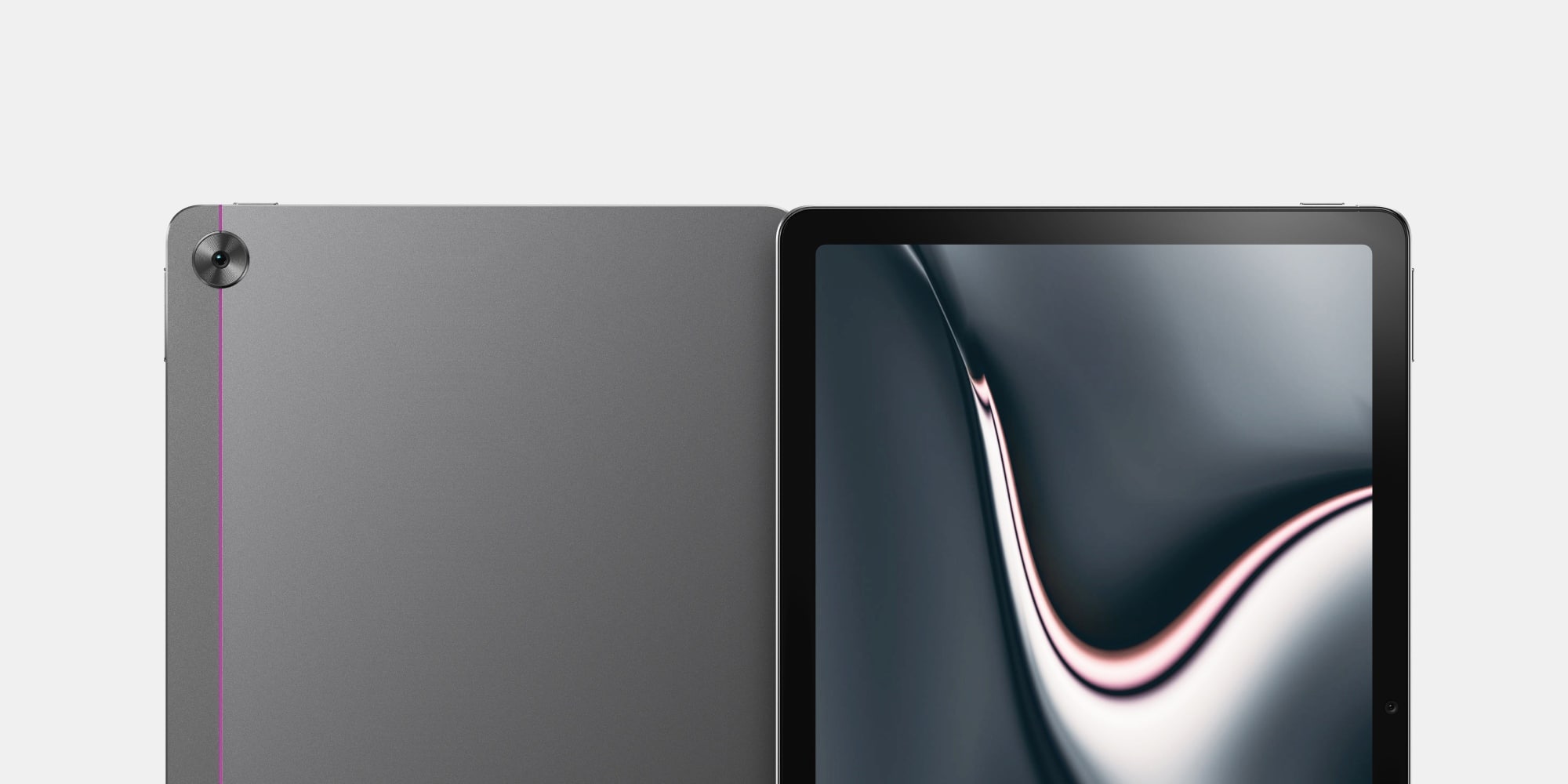 Parte de trás e da frente do Realme Pad renderizado