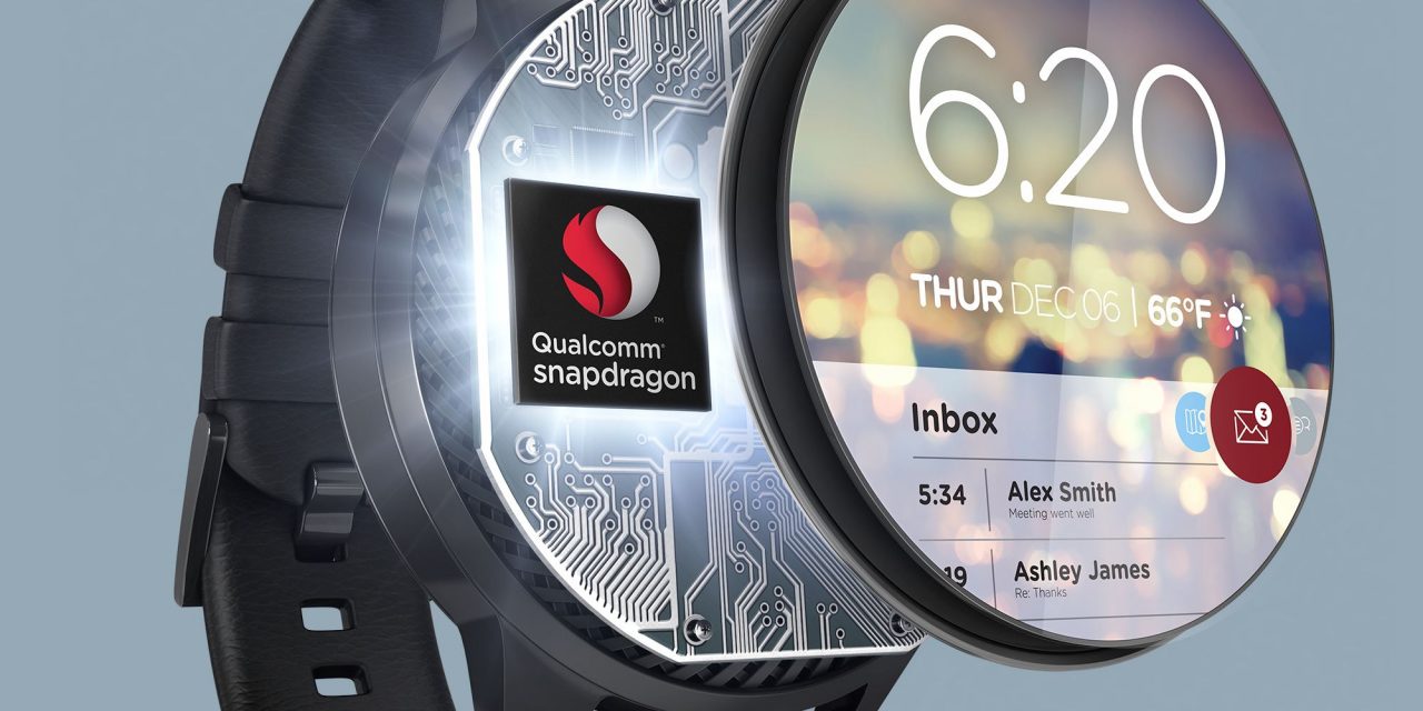 Ilustração de um smartwatch usando a plataforma Snapdragon Wear da Qualcomm, que vai investir no segmento de wearables