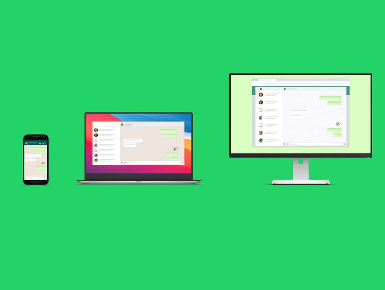 Imagem promocional do acesso multi-dispositivo do WhatsApp