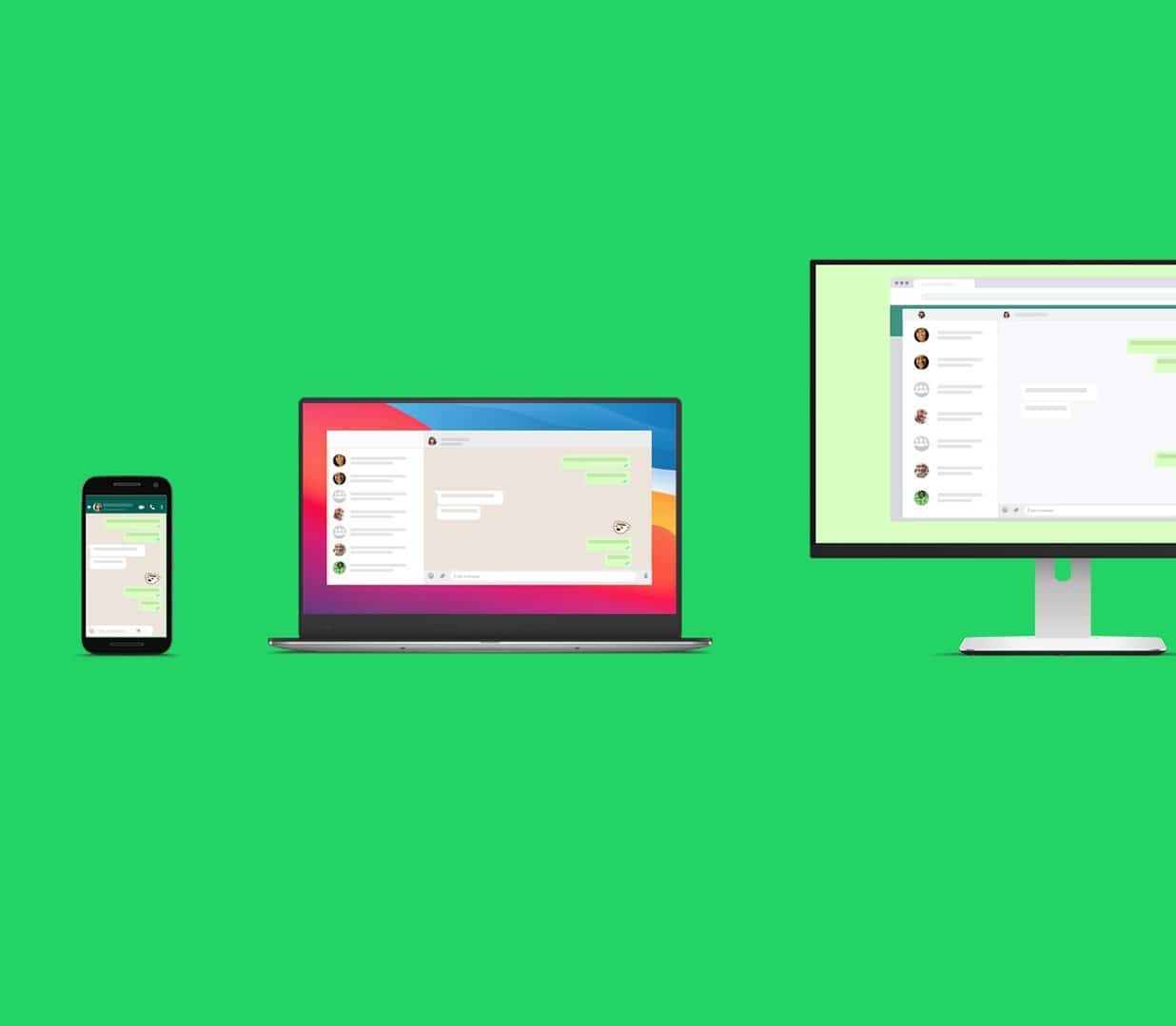 Imagem promocional do acesso multi-dispositivo do WhatsApp