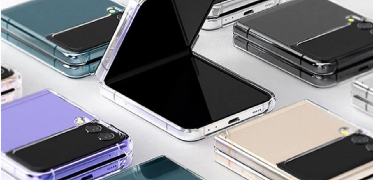 Imagem mostra cases protetores transparentes em silicone, que revelaram ainda mais sobre o design do Galaxy Z Flip 3