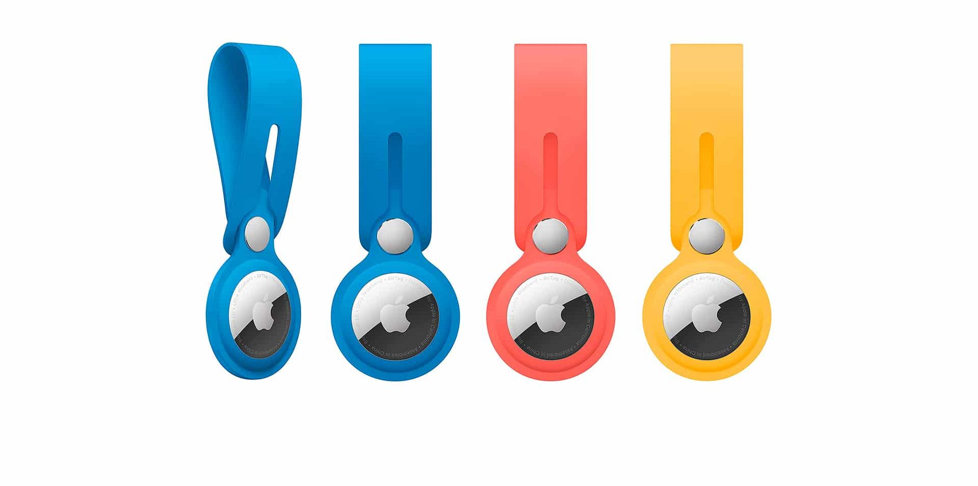 Montagem com as novas cores de acessórios para AirTags, que surgiram na Amazon