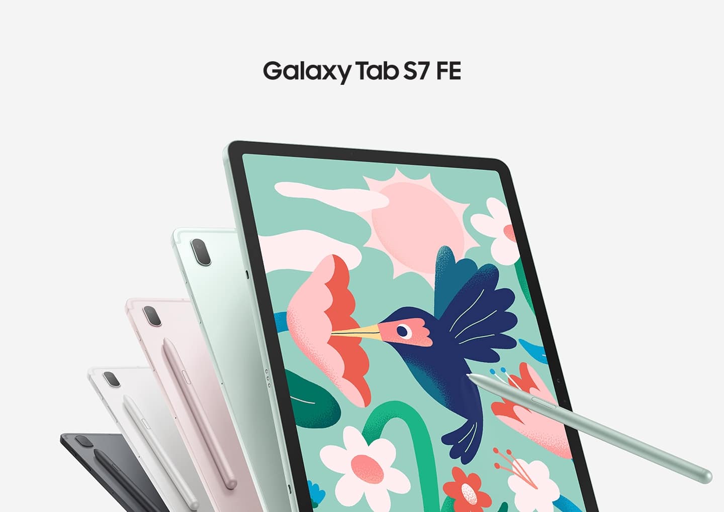 Montagem com as cores do Samsung Galaxy Tab S7 FE, lançado no Brasil