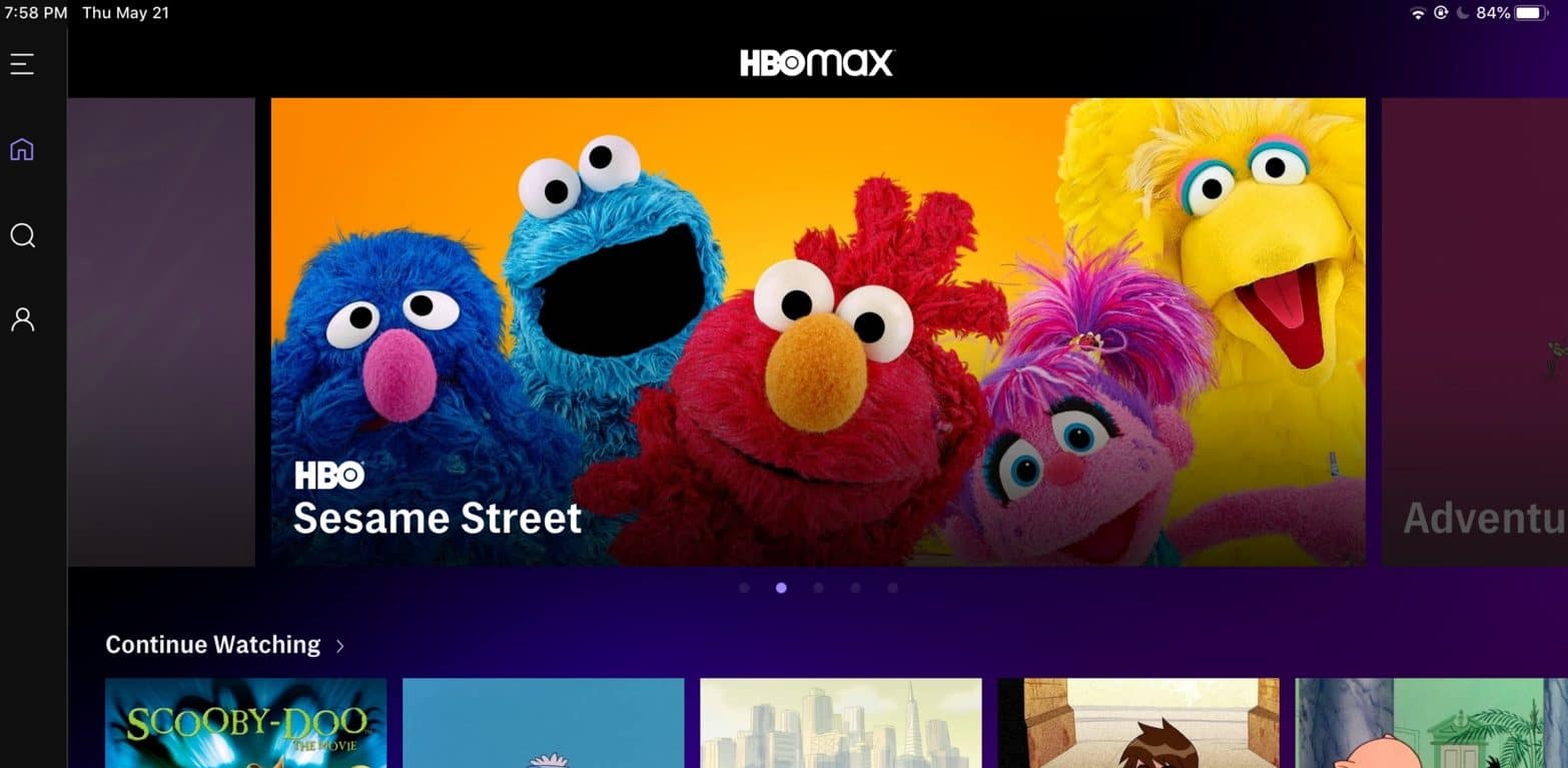 Captura de tela do site da HBO Max