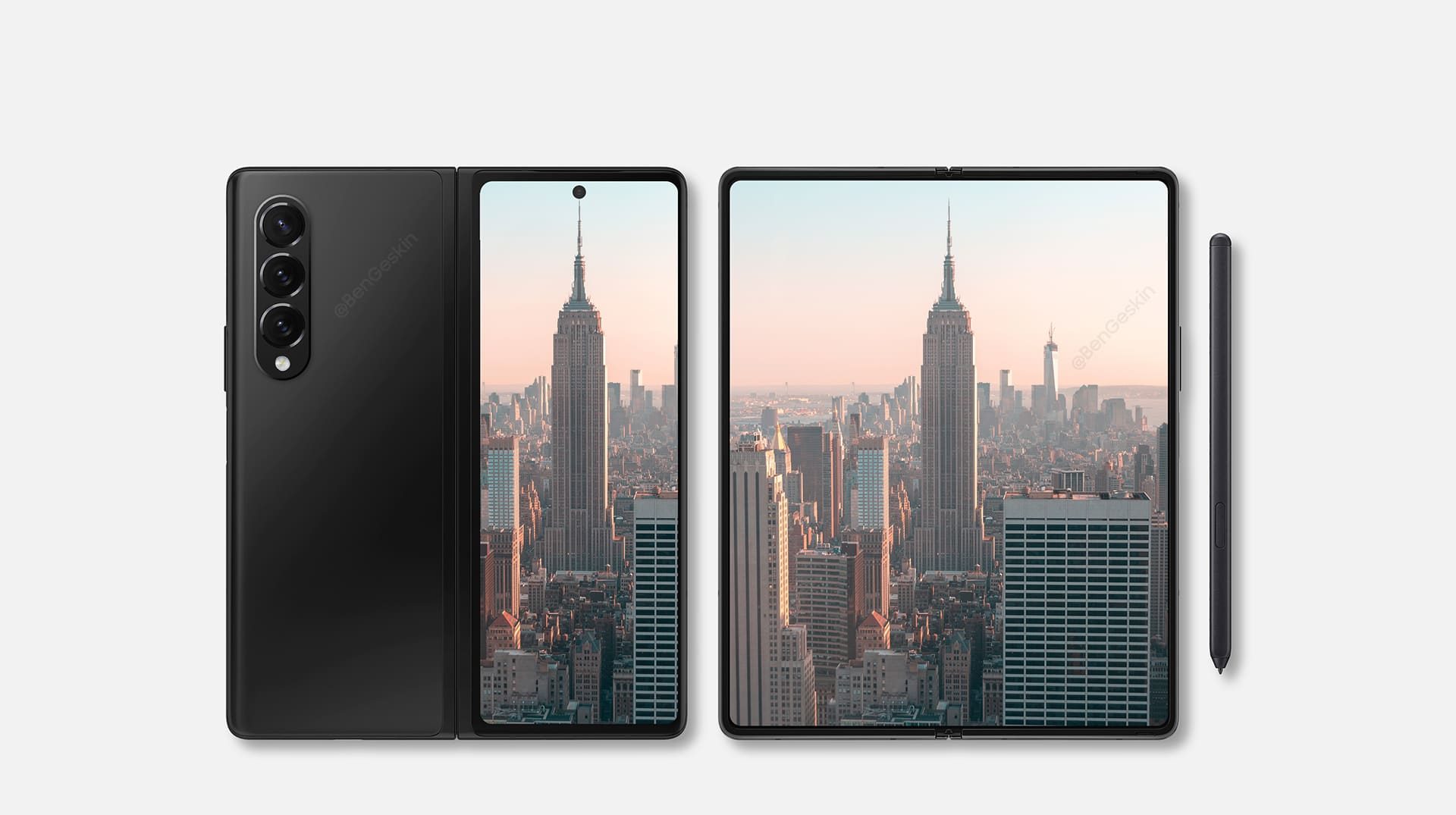 Possível render do Z Fold 3 desenhado por Ben Geskin