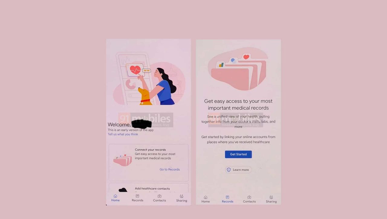 telas vazadas do app Google Health