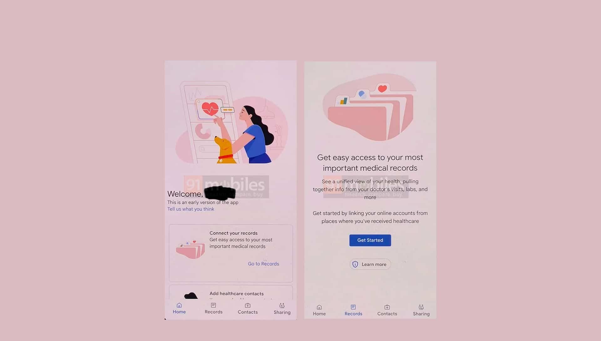 telas vazadas do app Google Health