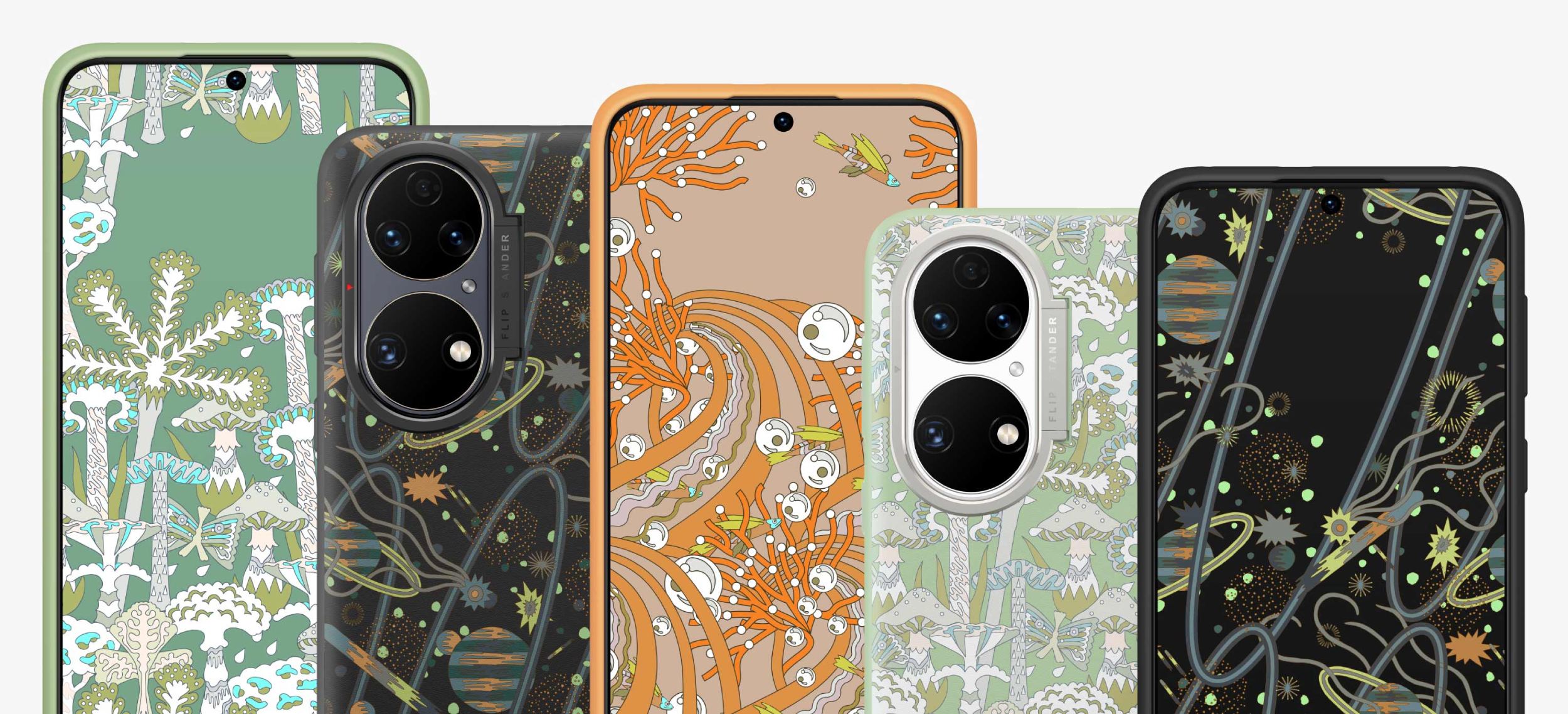 Capas de celular com tema Art, da Huawei, um dos acessórios lançados pela empresa