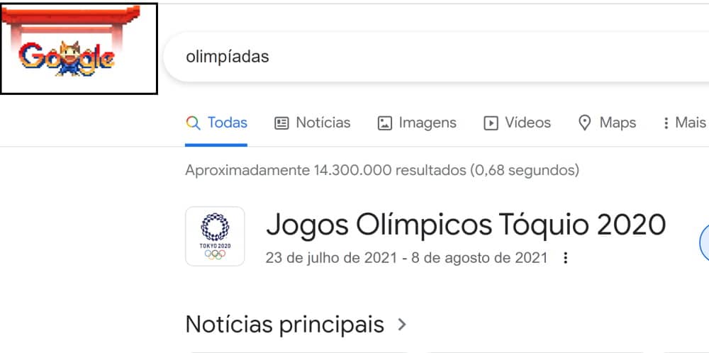 Imagem mostra como começar a brincar com os jogos do Google em homenagem às Olimpíadas
