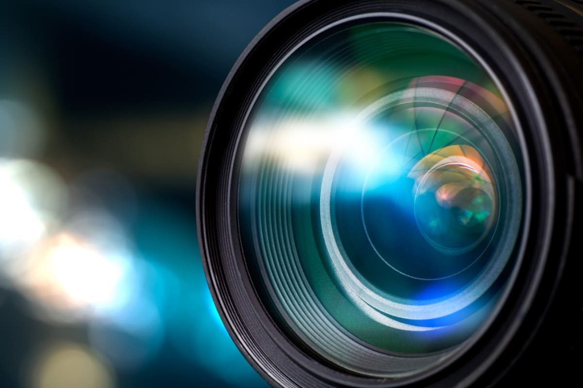 Foto de uma lente fotográfica