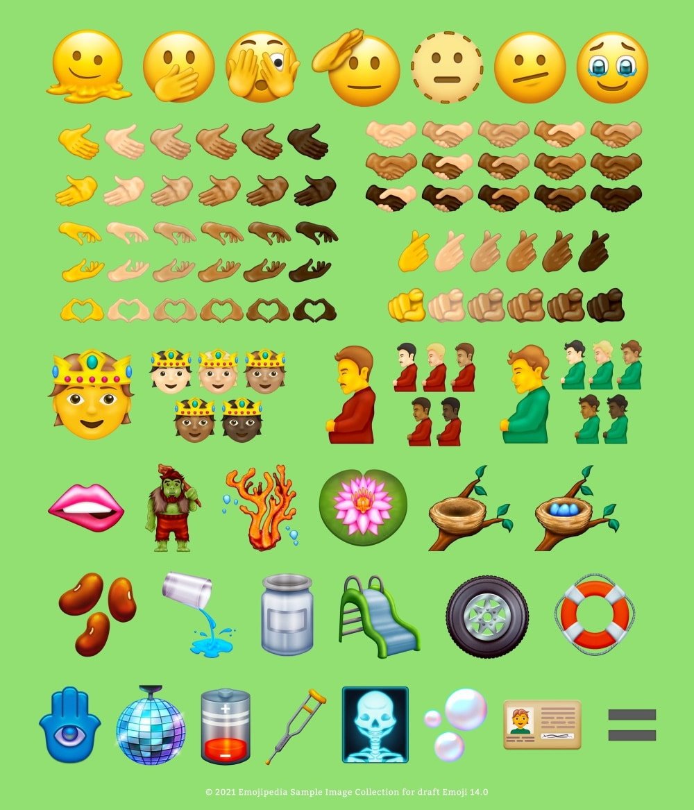 Imagem mostra lista de novos emojis que poderão estar na atualização a partir de setembro
