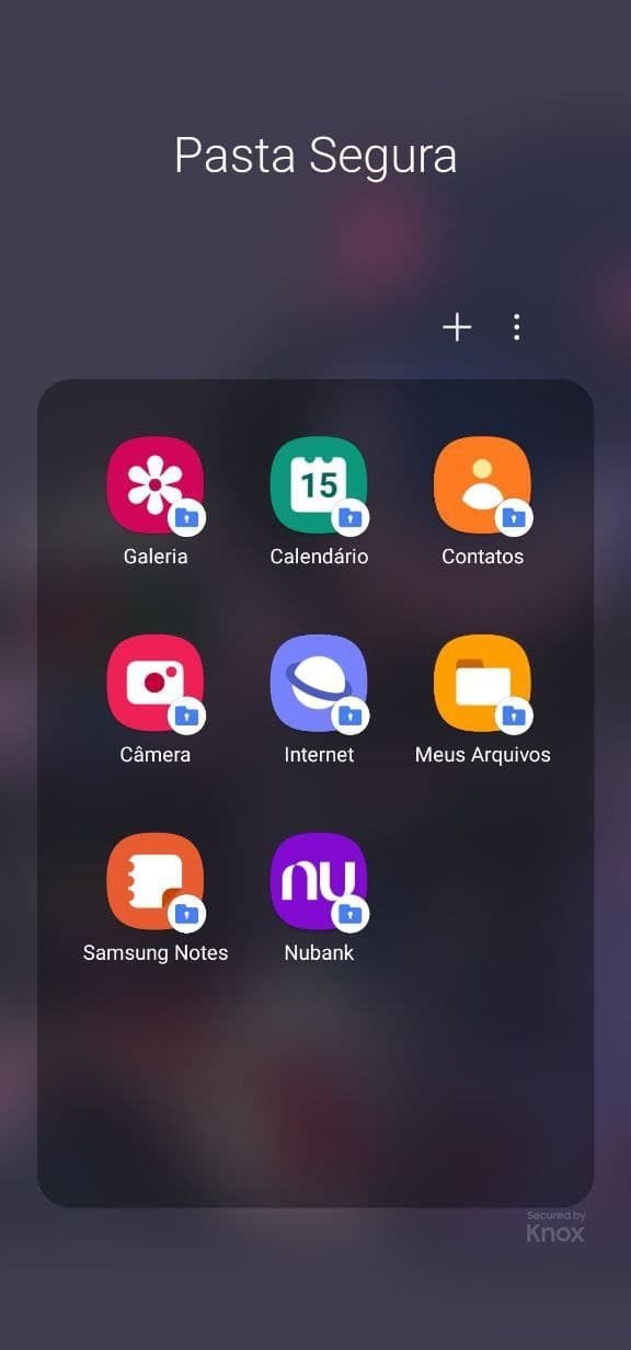 Captura de tela da Pasta Segura da Samsung, recurso útil para esconder apps, arquivos e outras informações