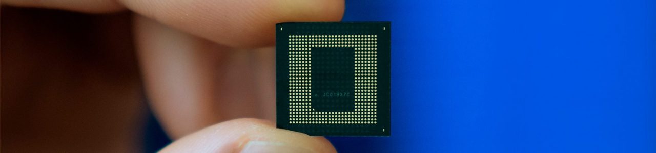 Imagem de chip da Samsung, que vai ter fábrica de chips nos EUA