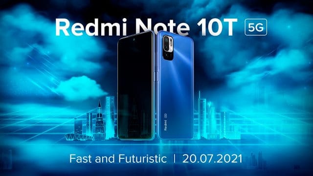 Imagem mostra Redmi Note 10T 5G, que será lançado dia 20 de julho