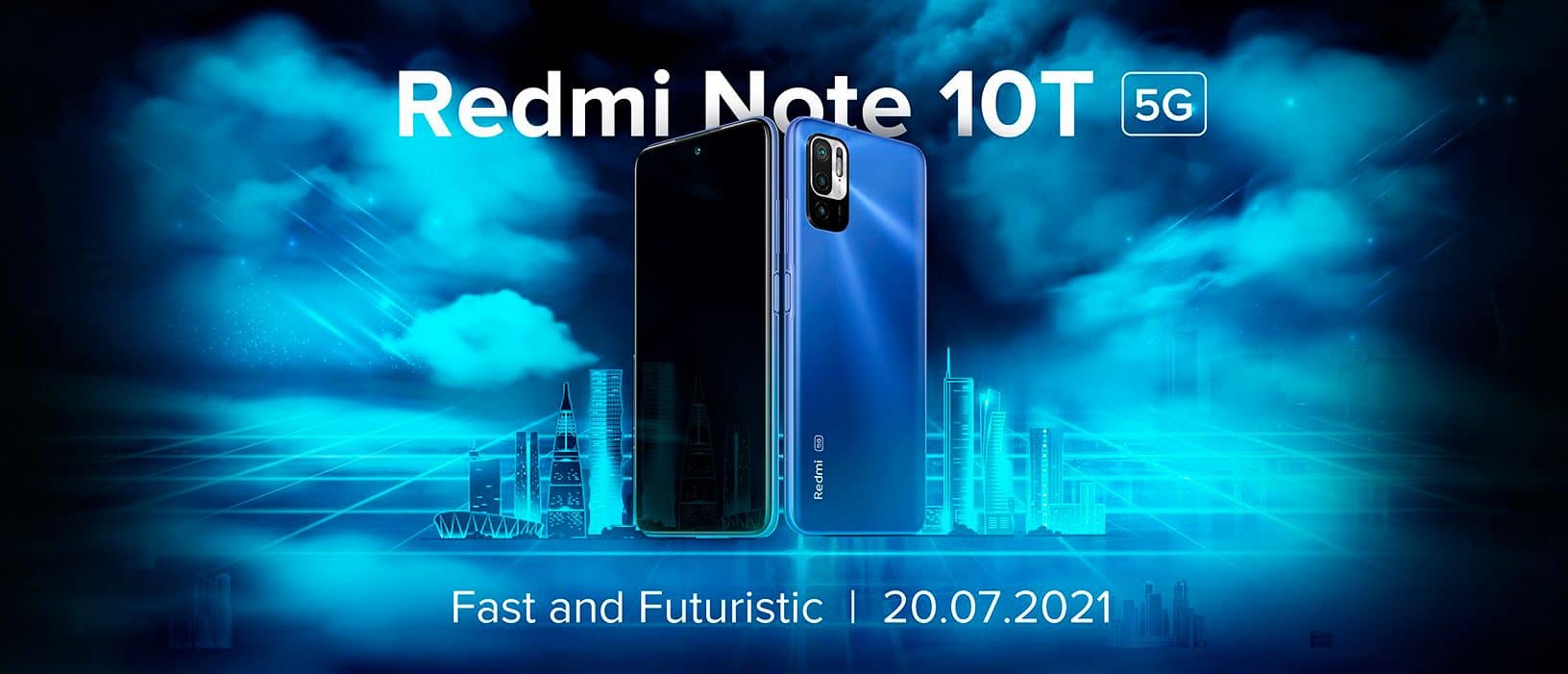 Imagem mostra Redmi Note 10T 5G, que será lançado dia 20 de julho