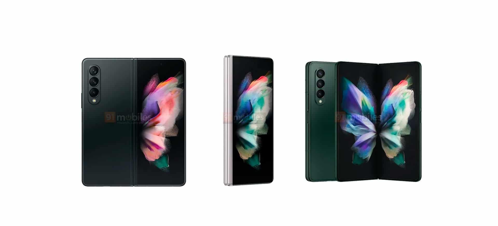Imagem mostra Galaxy Z Fold 3 preto, que terá câmera com autofoco