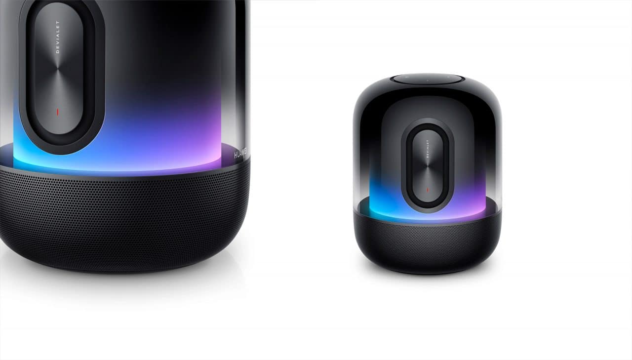Imagem mostra Huawei Sound X e sua luz LED