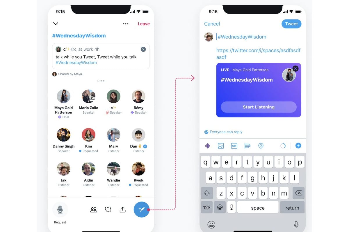 Página de busca do Spaces no Twitter