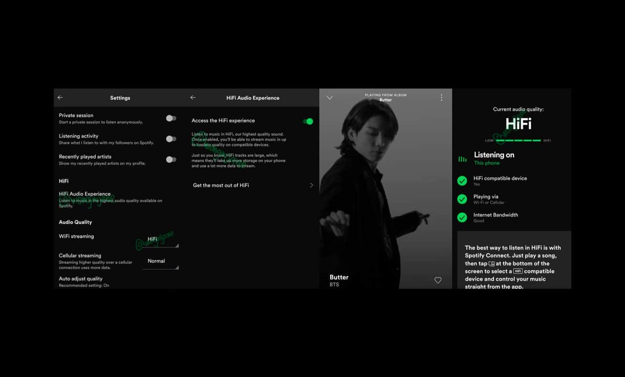 Telas do Spotify HiFi