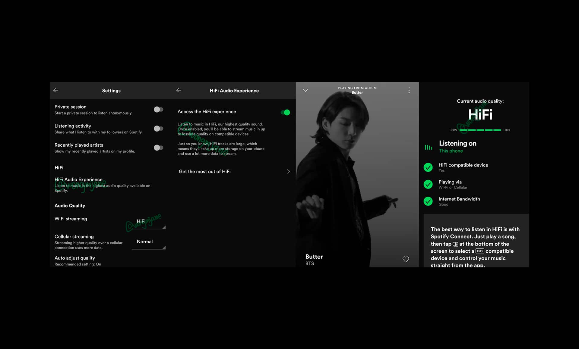 Telas do Spotify HiFi