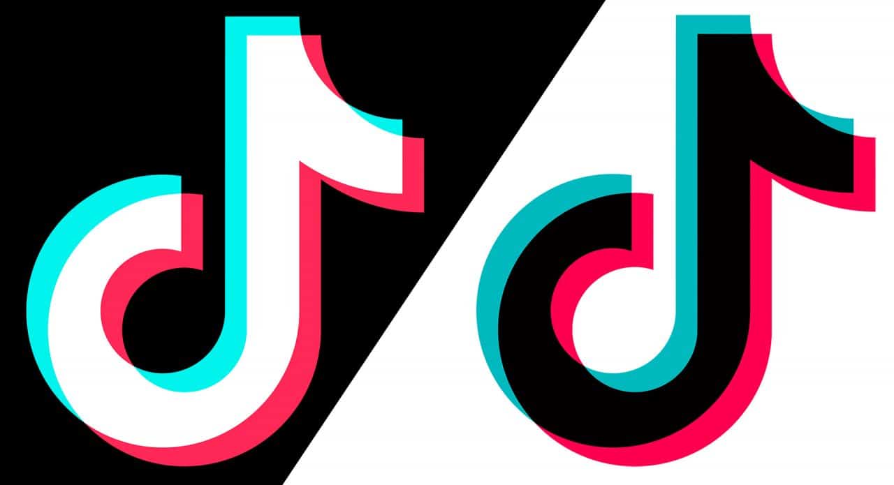 Logos do TikTok sobre fundos preto e branco