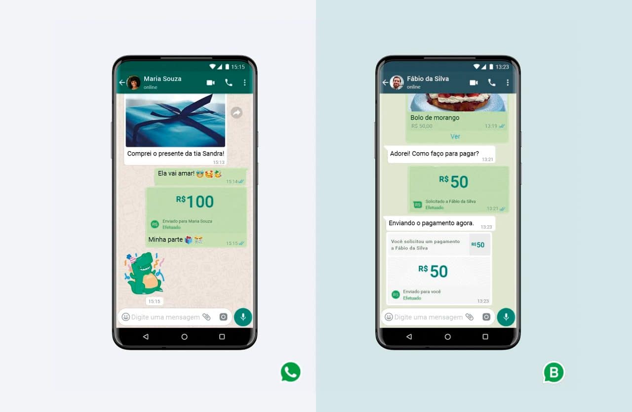 Telas de pagamentos no WhatsApp