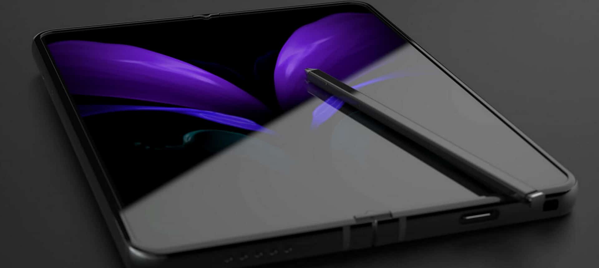 Imagem mostra Galaxy Z Fold 3 com a S Pen, agora confirmada como acessório para o dobrável