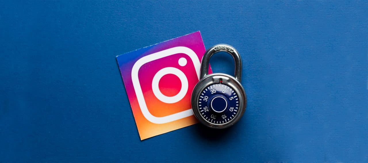 Cadeado ao lado do logo do Instagram