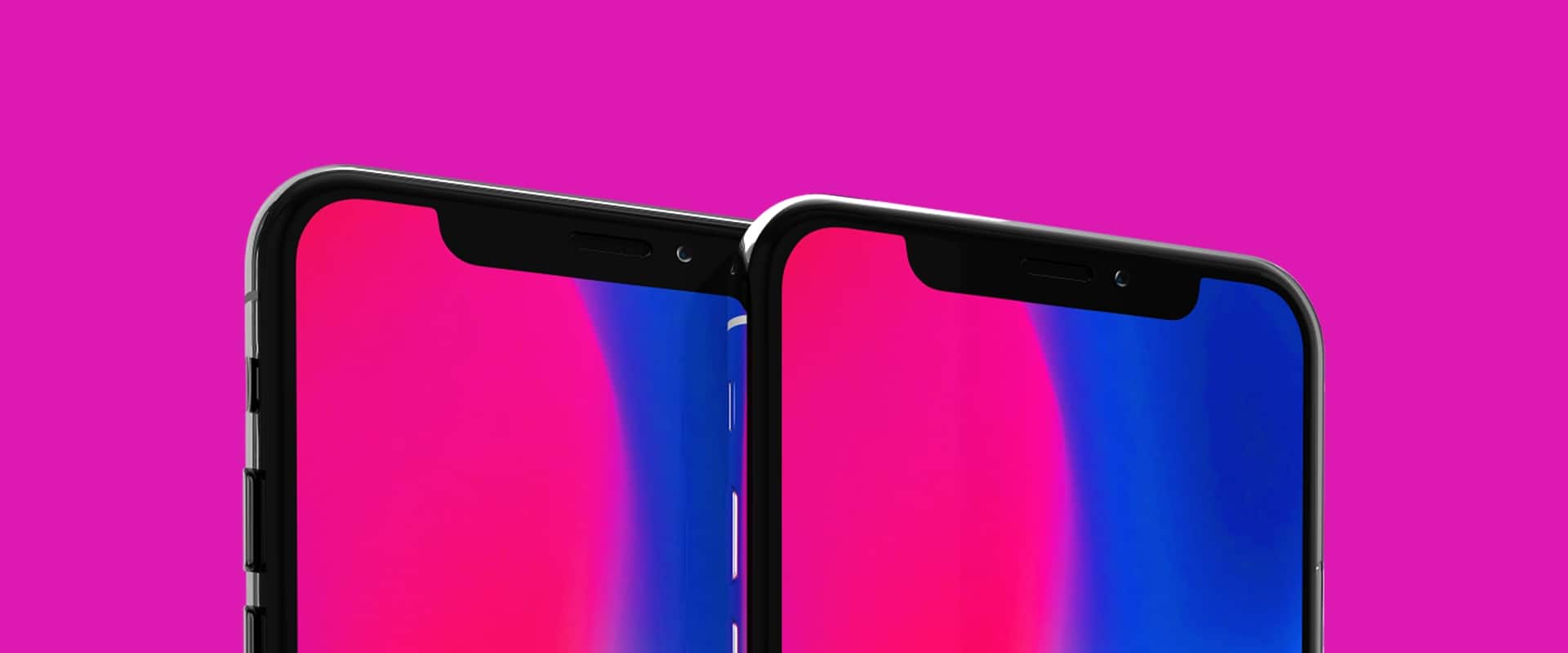 dois celulares iPhone X com destaque no notch