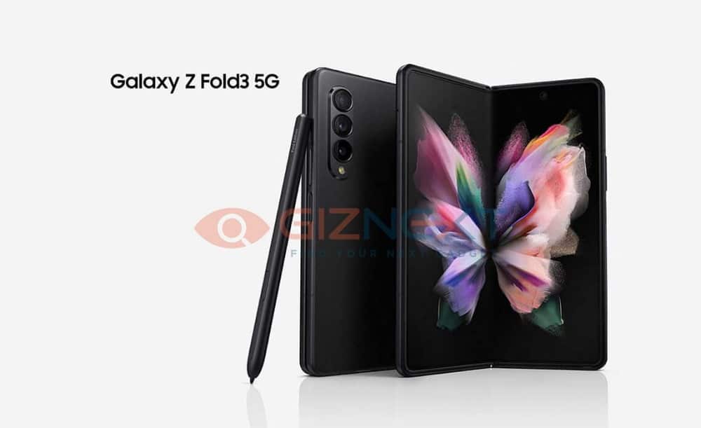 Galaxy Z Fold 3 e S Pen são mostrados na imagem