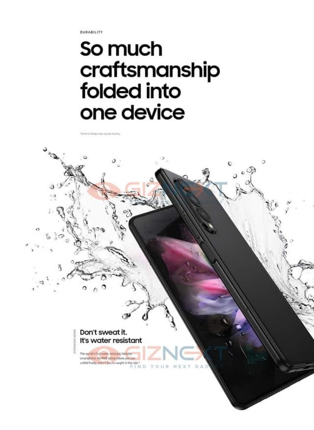 Imagem mostra água batendo no novo dobrável da Samsung