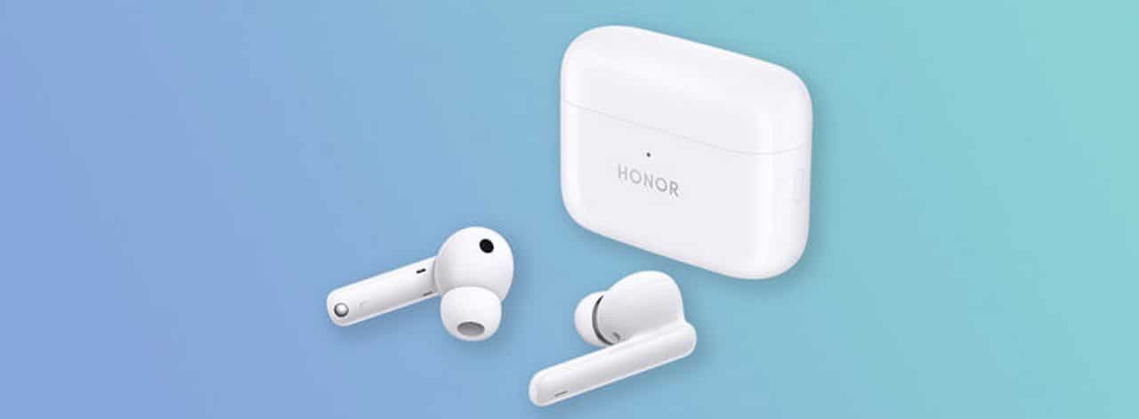 Imagem mostra os Earbuds 2 Lite, fones de ouvido lançados pela Honor com boa bateria e preço baixo