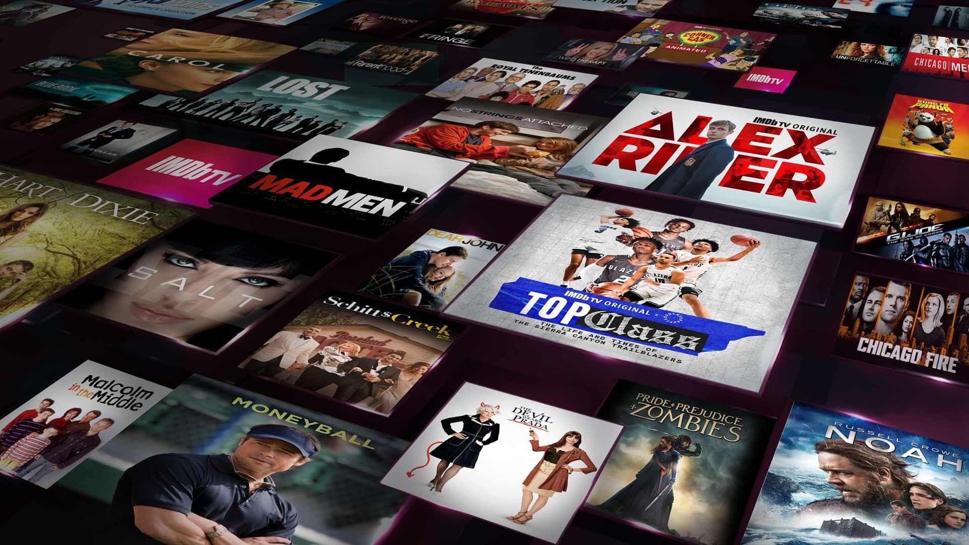 Imagem exibe catálogo parcial do IMDb TV, serviço de streaming da Amazon que acaba de ganhar um app específico para Android e iOS