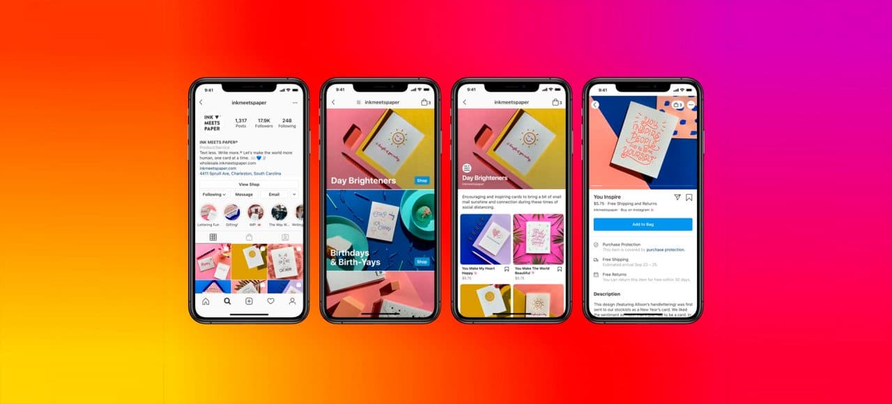 Telas do Instagram da aba Loja, que deve implementar anúncios em breve