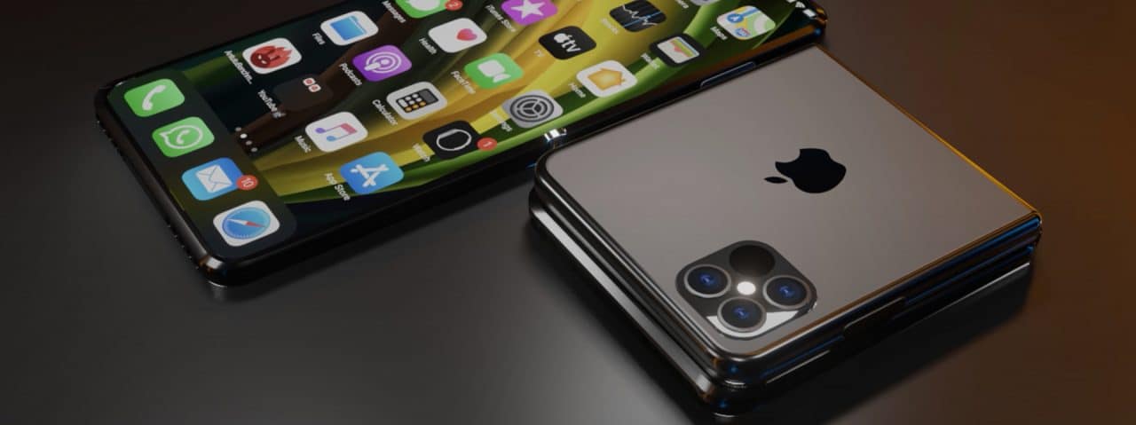 Imagem mostra como seria o iPhone dobrável, que será lançado pela Apple dentro de dois ou três anos