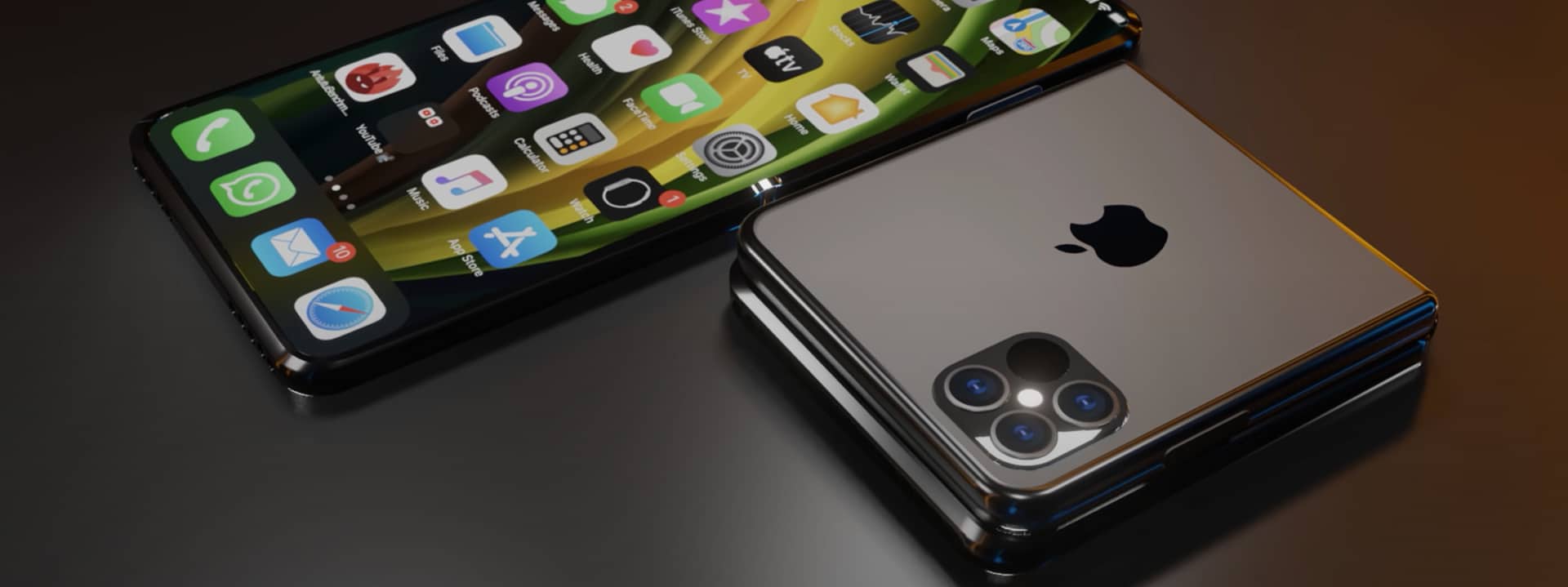 Imagem mostra como seria o iPhone dobrável, que será lançado pela Apple dentro de dois ou três anos