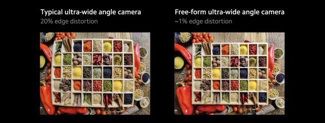 imagem mostrando diferença no recurso de diminuição de distorção das câmeras do celular da Xiaomi