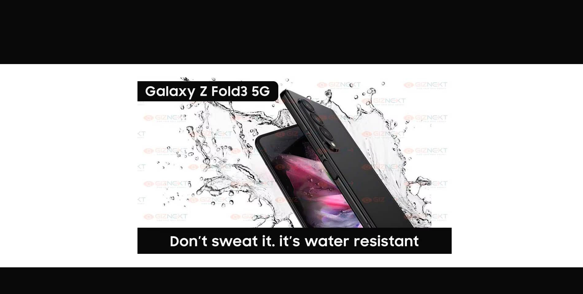 Dobrável será resistente à água, e é isso o que mostra a imagem do Z Fold 3